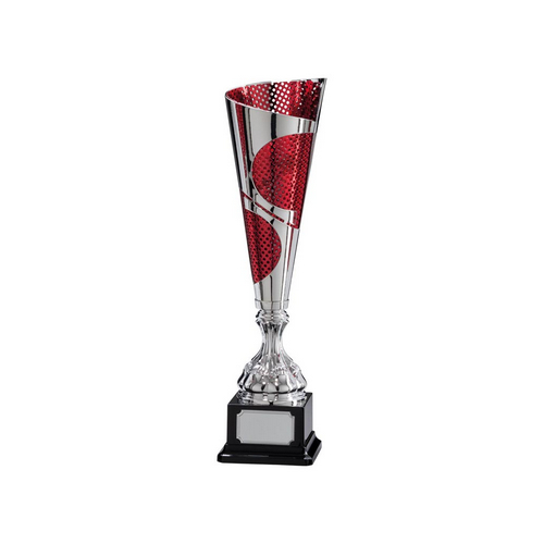 Quest Laser Cut Silver & Red Trophy Cup | 395mm | G25