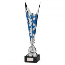 Nebula Laser Cut Trophy Cup | Silver & Blue | 465mm | S25