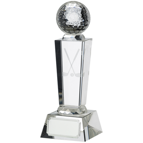 Golf Glass Trophy With Ball | 185mm | S351D