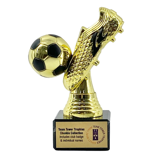 Chunkie Premier Football Boot & Ball Trophy | Gold & Black| 135mm