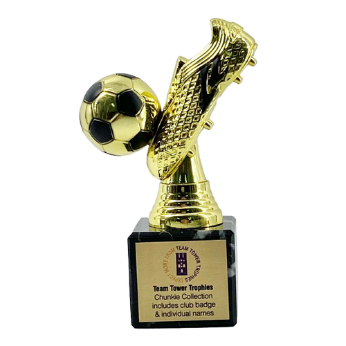 Chunkie Premier Football Boot & Ball Trophy | Gold & Black| 155mm