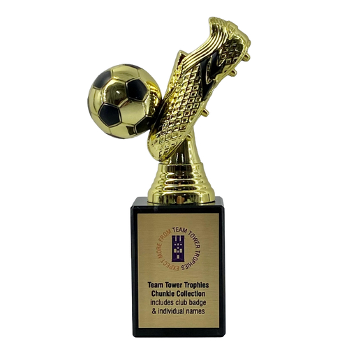 Chunkie Premier Football Boot & Ball Trophy | Gold & Black| 175mm