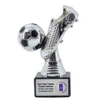 Chunkie Premier Football Boot & Ball Trophy | Silver & Black| 135mm