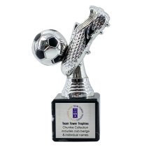 Chunkie Premier Football Boot & Ball Trophy | Silver & Black| 155mm