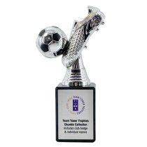 Chunkie Premier Football Boot & Ball Trophy | Silver & Black| 175mm