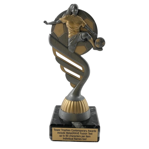 Chunkie Womens Football Volley Trophy | Silver & Gold | 150mm