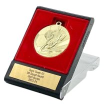 Embossed Football Medal 50mm | Display Box | Gold | 120mm