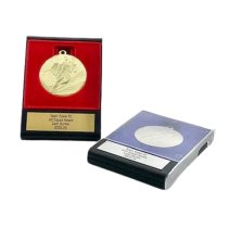 Embossed Football Medal 50mm | Display Box | Gold | 120mm