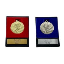 Embossed Football Medal 50mm | Display Box | Silver | 120mm