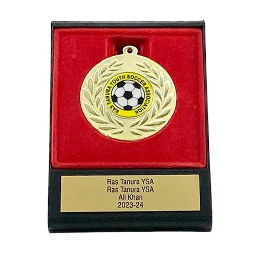 Football Medal Squad Award with your Club Badge | Gold | 120mm