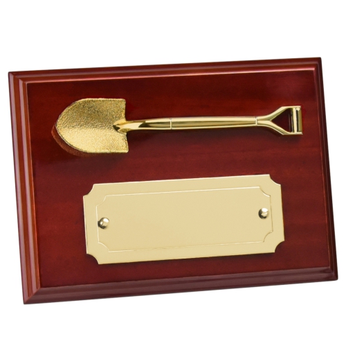 Gold Finish Shovel Plaque Award | 7" x 5" |