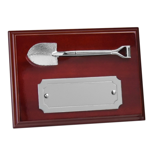 Silver Finish Shovel Plaque Award | 7" x 5" |