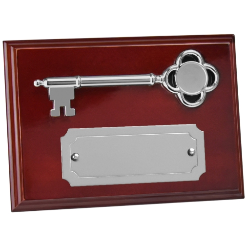 Silver Finish Key Plaque Award