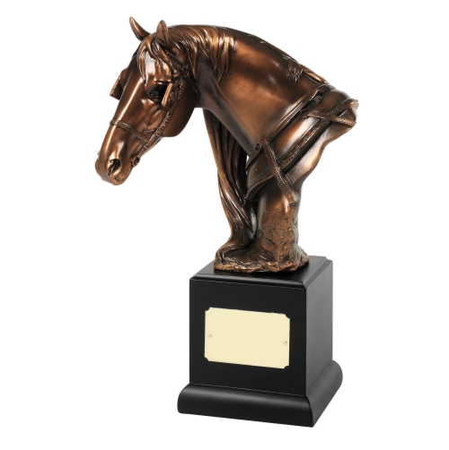 Bronze Plated Horses Head Award on wood base | 292mm