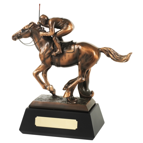 Horse & Racing Jockey Figurine Award | Bronze Plated
