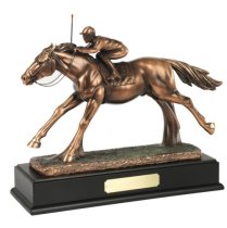 Horse & Racing Jockey Figurine Award | Bronze Plated | 10.5″ x 13″