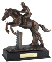 Horse & Jockey Cross Country Jump Figurine Bronze Plated | 11.5" x 10"