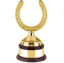 Swatkins Gold Plated Horse Shoe Award Complete | Mahogany Base | 381mm