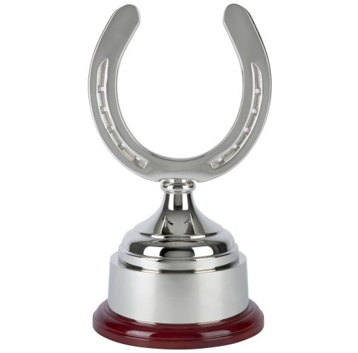 Swatkins Nickel Plated Horse Shoe Award Complete | Rosewood Base | 191mm