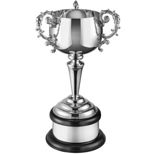 Swatkins Equine Cup Silver Plated Cup Complete | Black Mahogany Base | 368mm