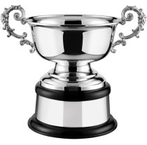 Swatkins Equine Bowl Silver Plated Cup Complete | Black Mahogany Base | 248mm