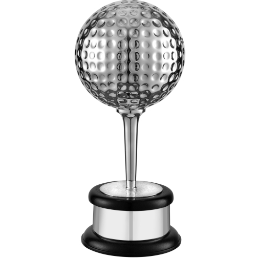 Swatkins Match Play Trophy Complete | Ball Diameter is 7" | Black solid wood base | 394mm