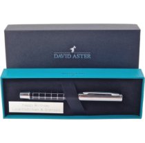 David Aster | Black & Chrome Checker Roller Ball Pen