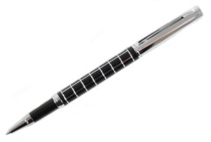 David Aster | Black & Chrome Checker Roller Ball Pen