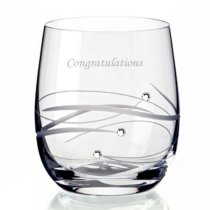 Shire County Cut Crystal Diamond Whiskey Glass | Features 3 Diamante Crystals | Gift Carton