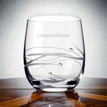 Shire County Cut Crystal Diamond Whiskey Glass | Features 3 Diamante Crystals | Gift Carton