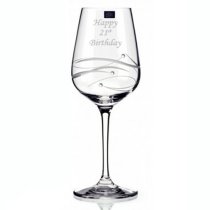 Shire County Cut Crystal Diamond Wine Glass | Features 3 Diamante Crystals | Gift Carton