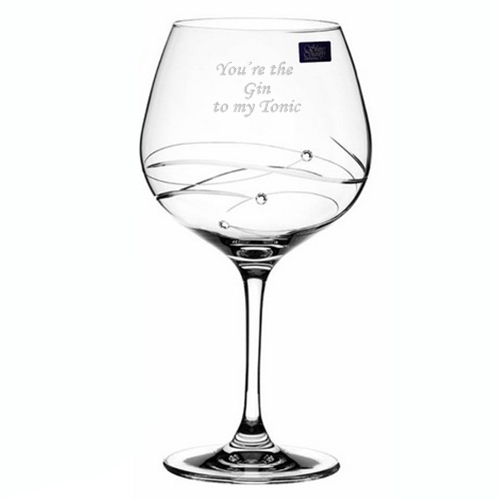 Shire County Cut Crystal Diamond Gin Glass | Features 3 Diamante Crystals |Gift Carton