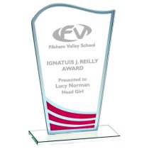 Clear Red Wave Glass Trophy | 160mm | 4mm Thick
