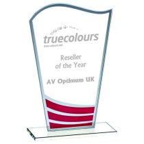 Clear Red Wave Glass Trophy | 180mm | 4mm Thick