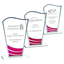 Clear Red Wave Glass Trophy | 180mm | 4mm Thick