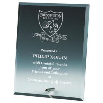 Rectangle Jade Glass Trophy with Pin Stand | 250mm | 10mm Thick