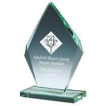 Bevelled Jade Glass Diamond Stand | 165mm | 10mm Thick