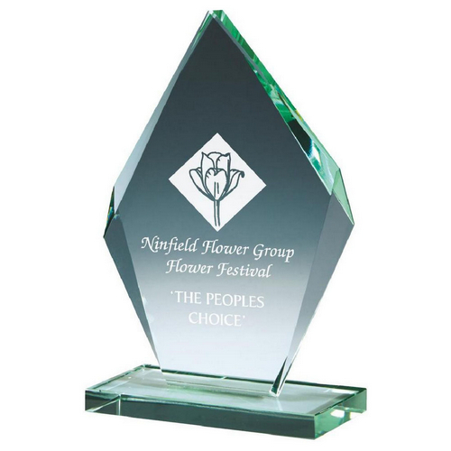 Bevelled Jade Glass Diamond Stand | 165mm | 10mm Thick