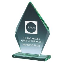 Bevelled Jade Glass Diamond Stand | 195mm | 10mm Thick
