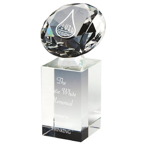 Crystal Diamond Column Trophy | 145mm