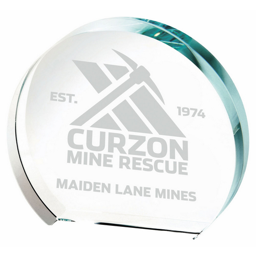 Clear Glass Semi Circle Mini Trophy | 65mm | 15mm Thick