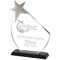 Crystal Star Trophy With Black Base | 180mm | 10mm Thick