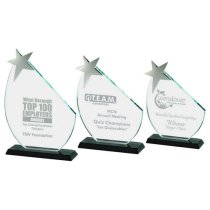 Crystal Star Trophy With Black Base | 200mm | 10mm Thick