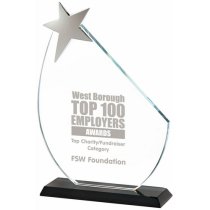 Crystal Star Trophy With Black Base | 230mm | 10mm Thick