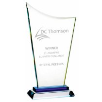 Crystal Trophy with Blue Base | 255mm | 10mm Thick