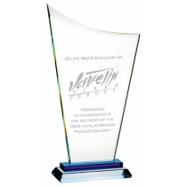 Crystal Trophy with Blue Base | 290mm | 10mm Thick