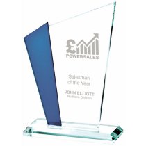 Clear/Blue Glass Stand | 180mm | 10mm Thick