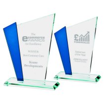 Clear/Blue Glass Stand | 180mm | 10mm Thick