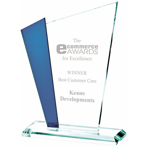 Clear/Blue Glass Stand | 220mm | 10mm Thick