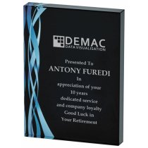 Rectangular Blue Glass Trophy | Black Background | 0mm | 20mm Thick